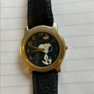 Armitron Gold and Black Watch with Snoopy Design